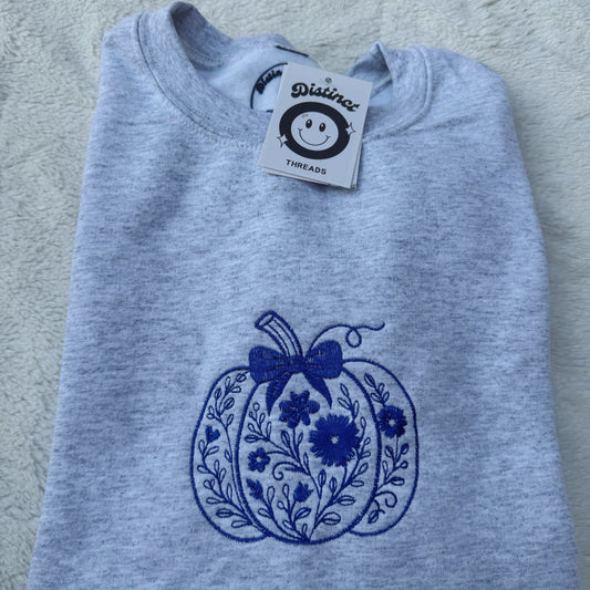 Floral Pumpkin Embroidered Crewneck Sweatshirt