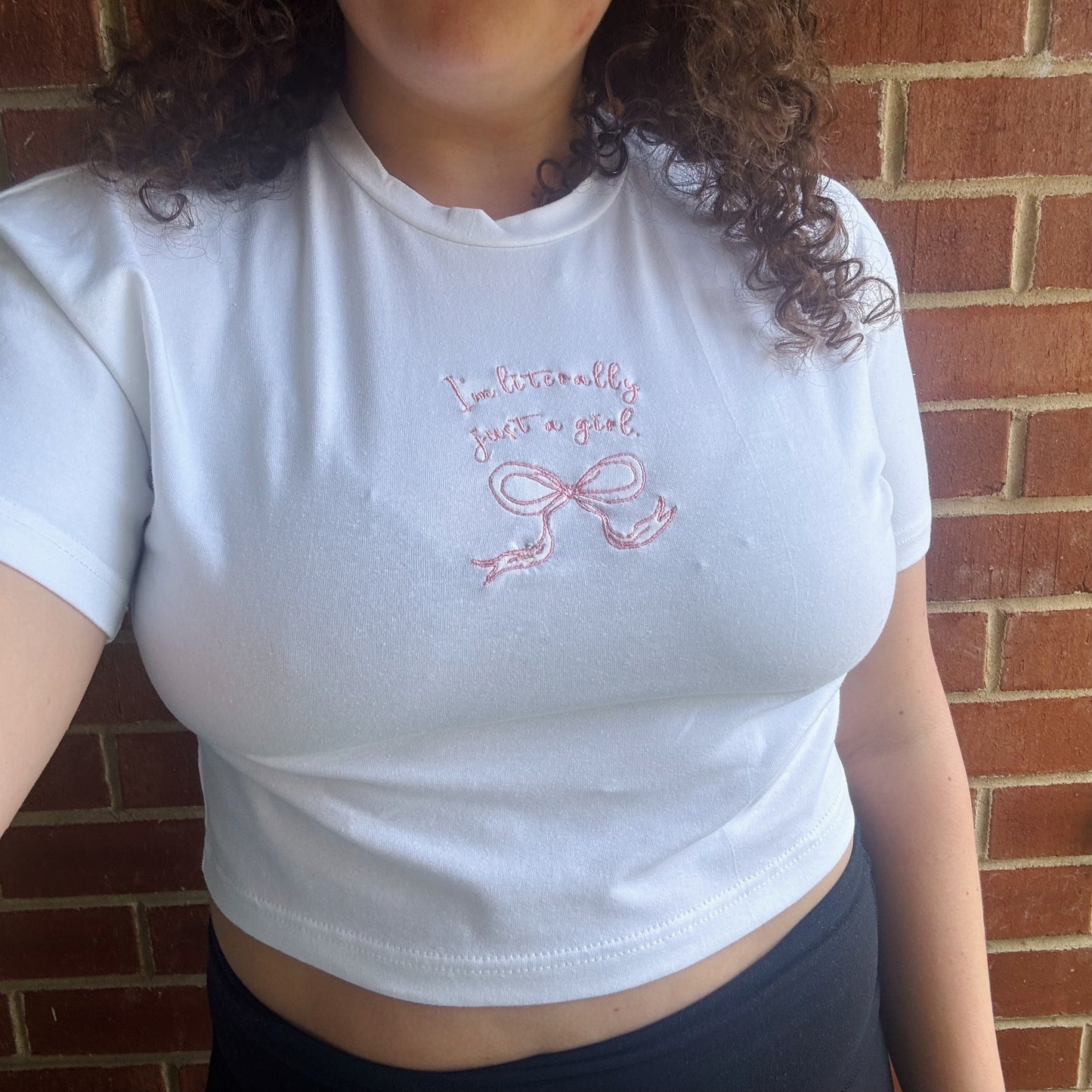 I'm Literally Just A Girl Embroidered Cropped Tee