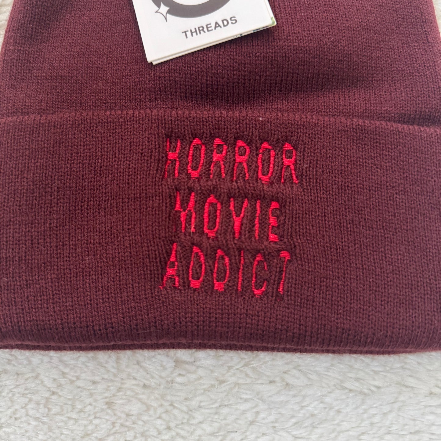 Horror Movie Addict Ready To Ship Embroidered Beanie
