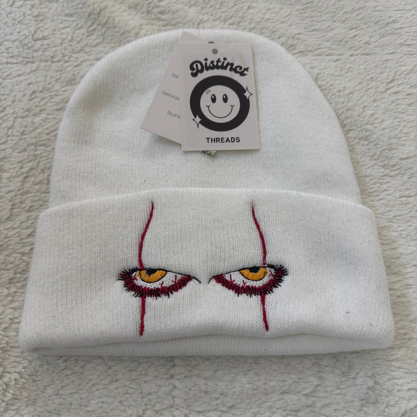 Scary Clown Eyes Ready To Ship Embroidered Beanie