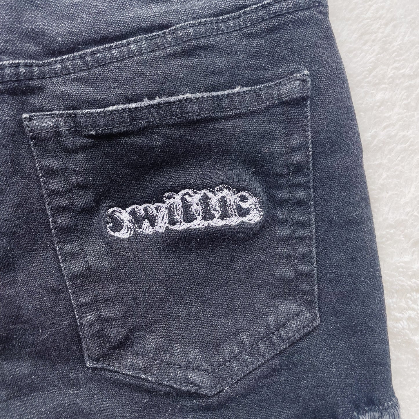 Taylor Inspired Swiftie Zara Embroidered Jean Shorts - Size 2