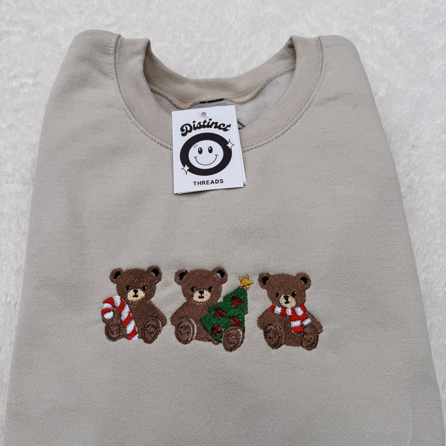 Christmas Teddy Bears Embroidered Crewneck Sweatshirt