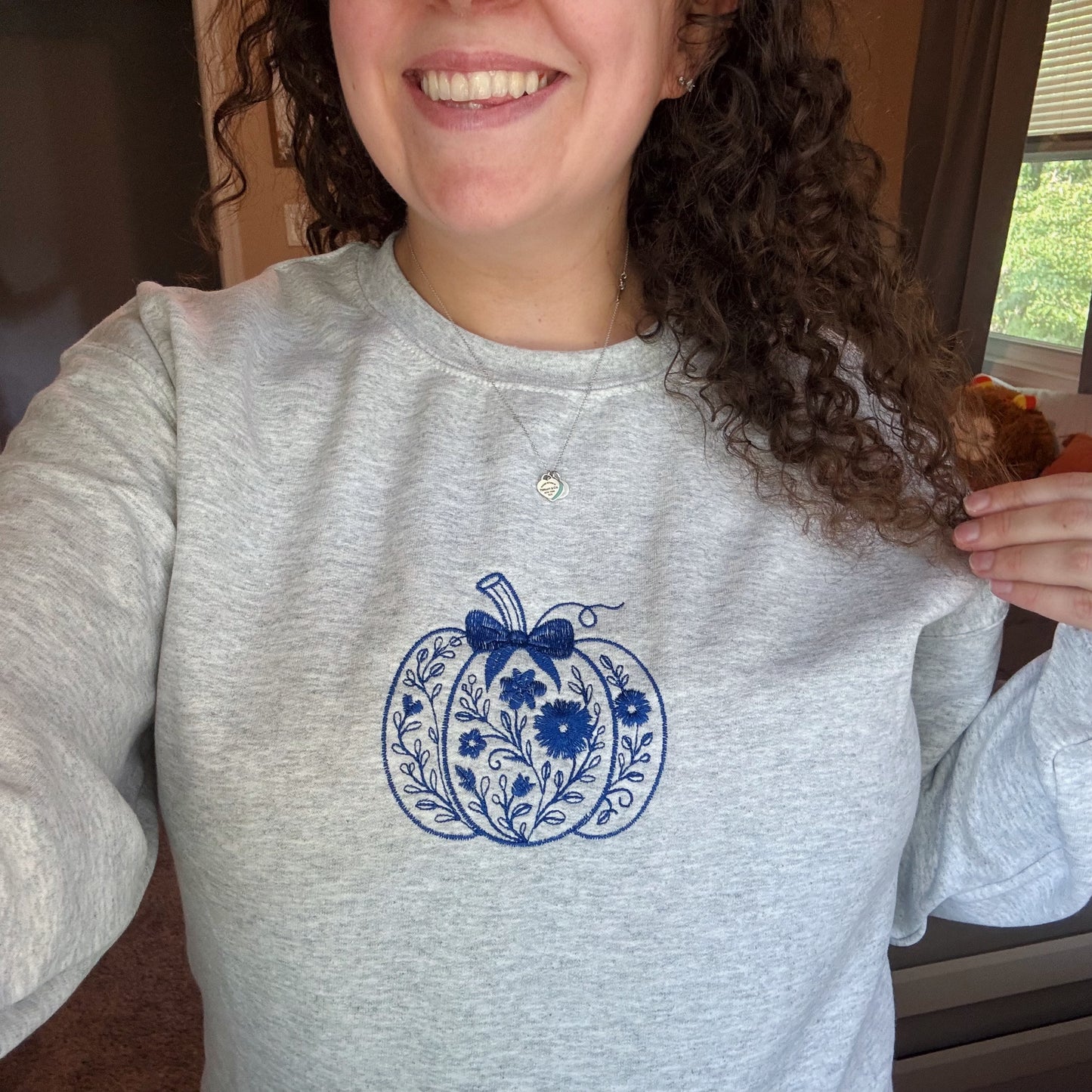 Floral Pumpkin Embroidered Crewneck Sweatshirt