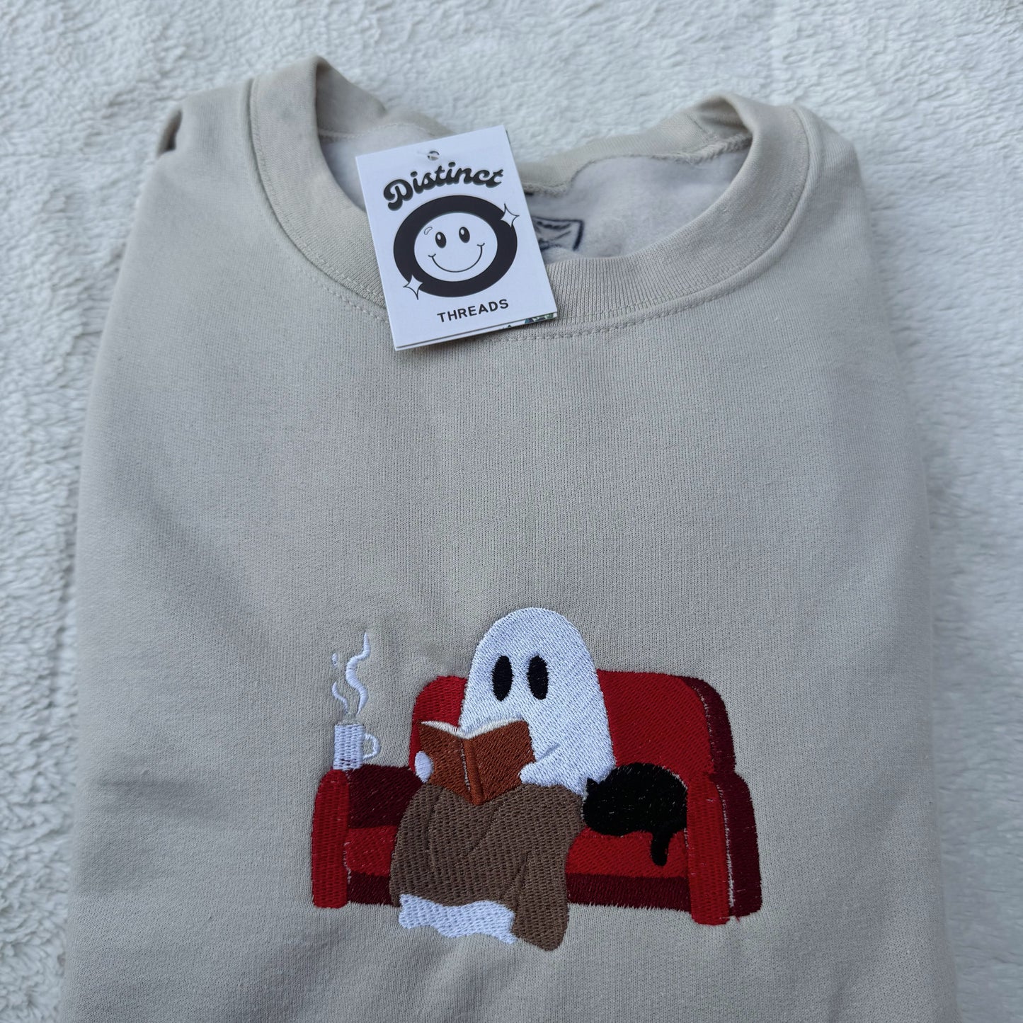 Ghost In Living Room Embroidered Crewneck Sweatshirt
