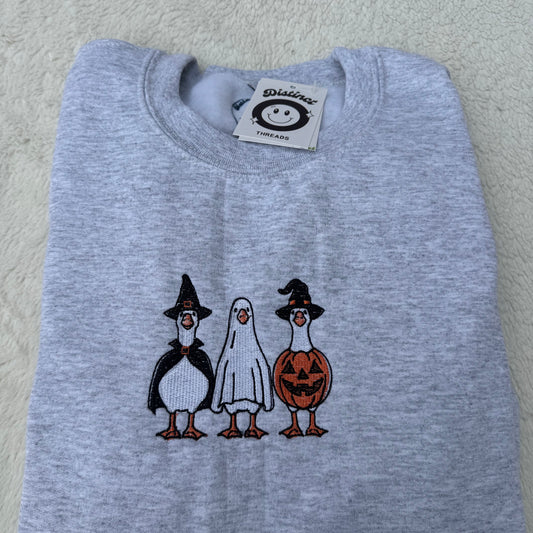 Spooky Goose Friends Embroidered Crewneck Sweatshirt