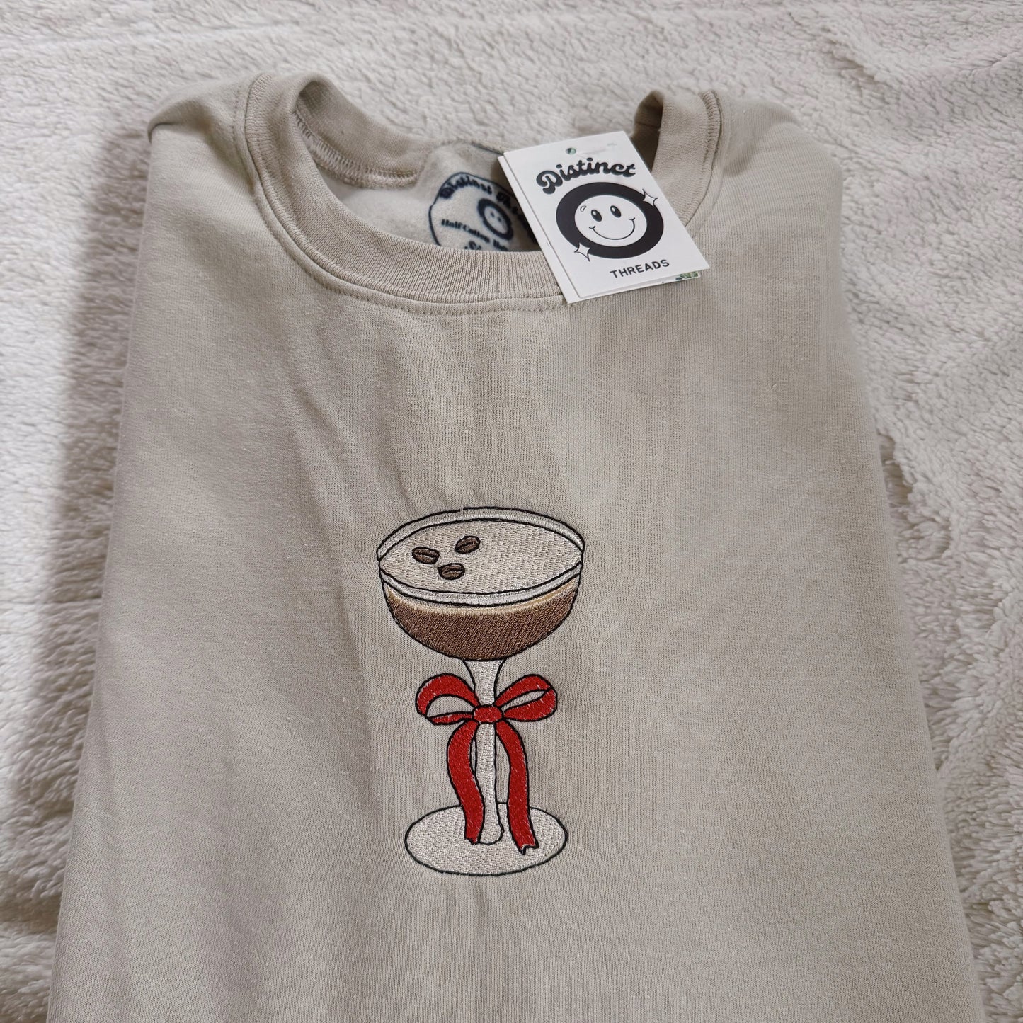 Bow Espresso Martini Embroidered Crewneck Sweatshirt
