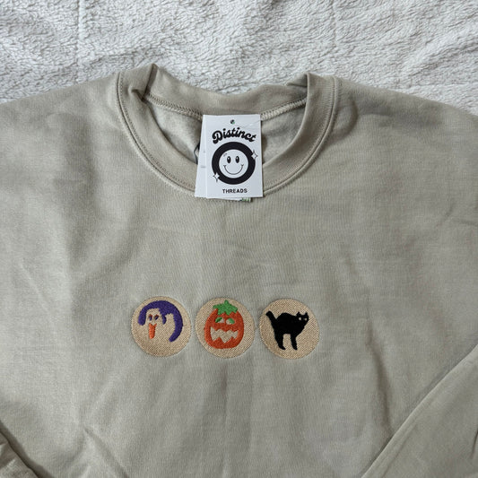 Halloween Cookies Ready To Ship Embroidered Crew - Size Large