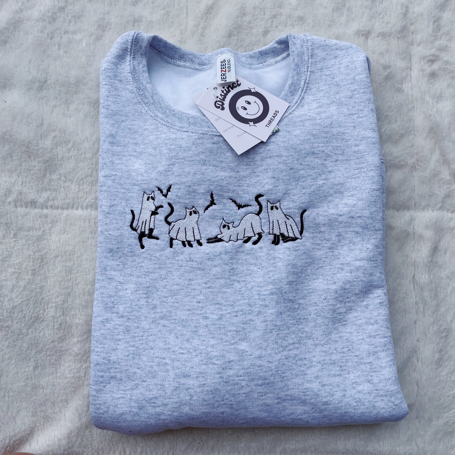 Ghost Cats Embroidered Crewneck Sweatshirt