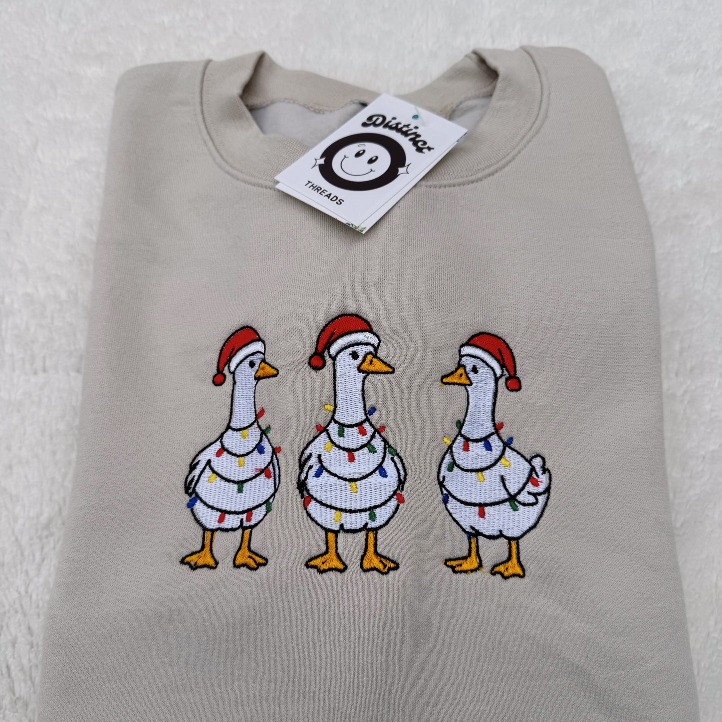 Christmas Ducks Embroidered Crewneck Sweatshirt