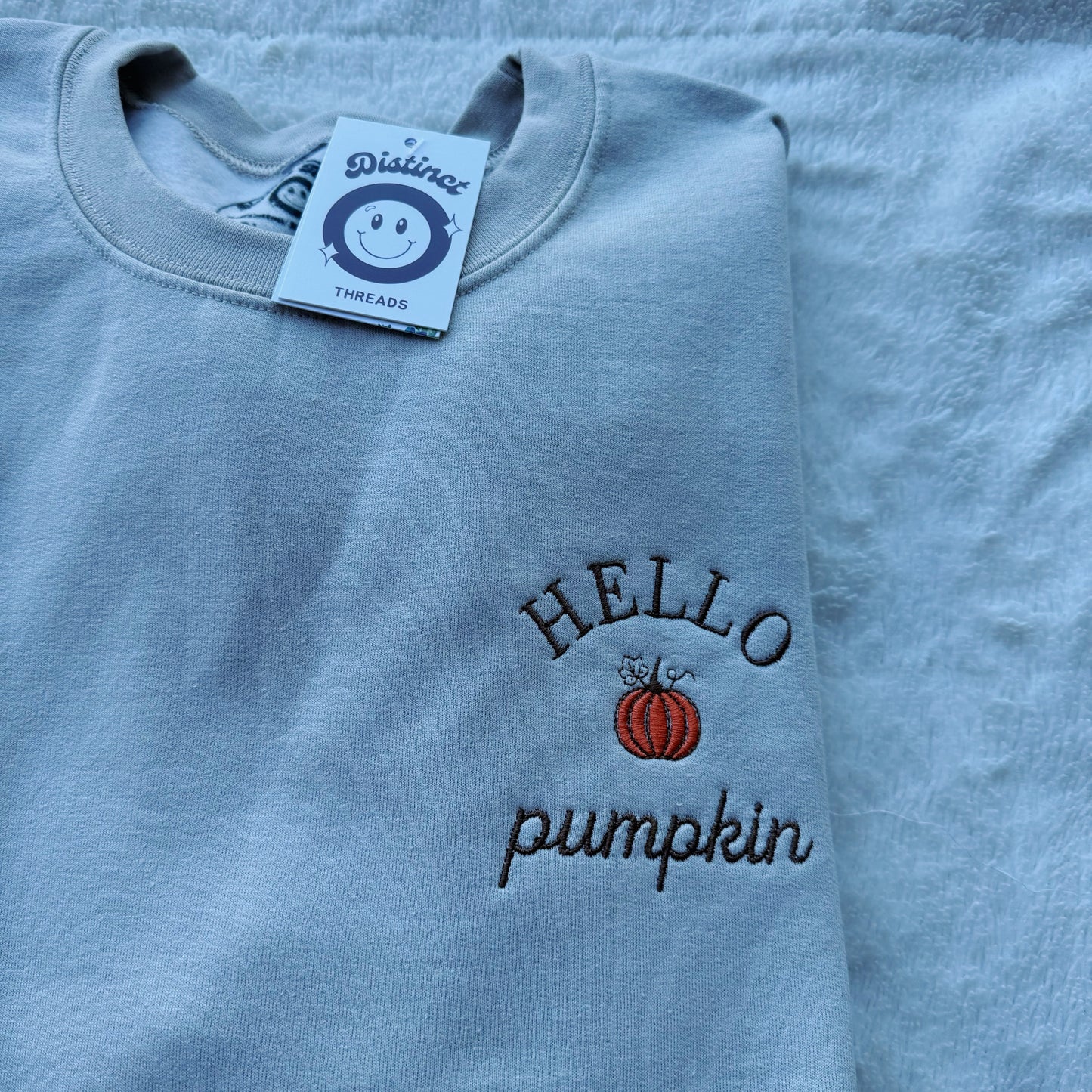 Hello Pumpkin Embroidered Crewneck Sweatshirt