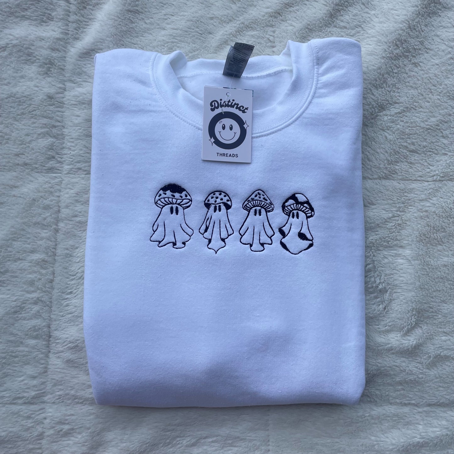 Mushroom Ghosts Embroidered Crewneck Sweatshirt