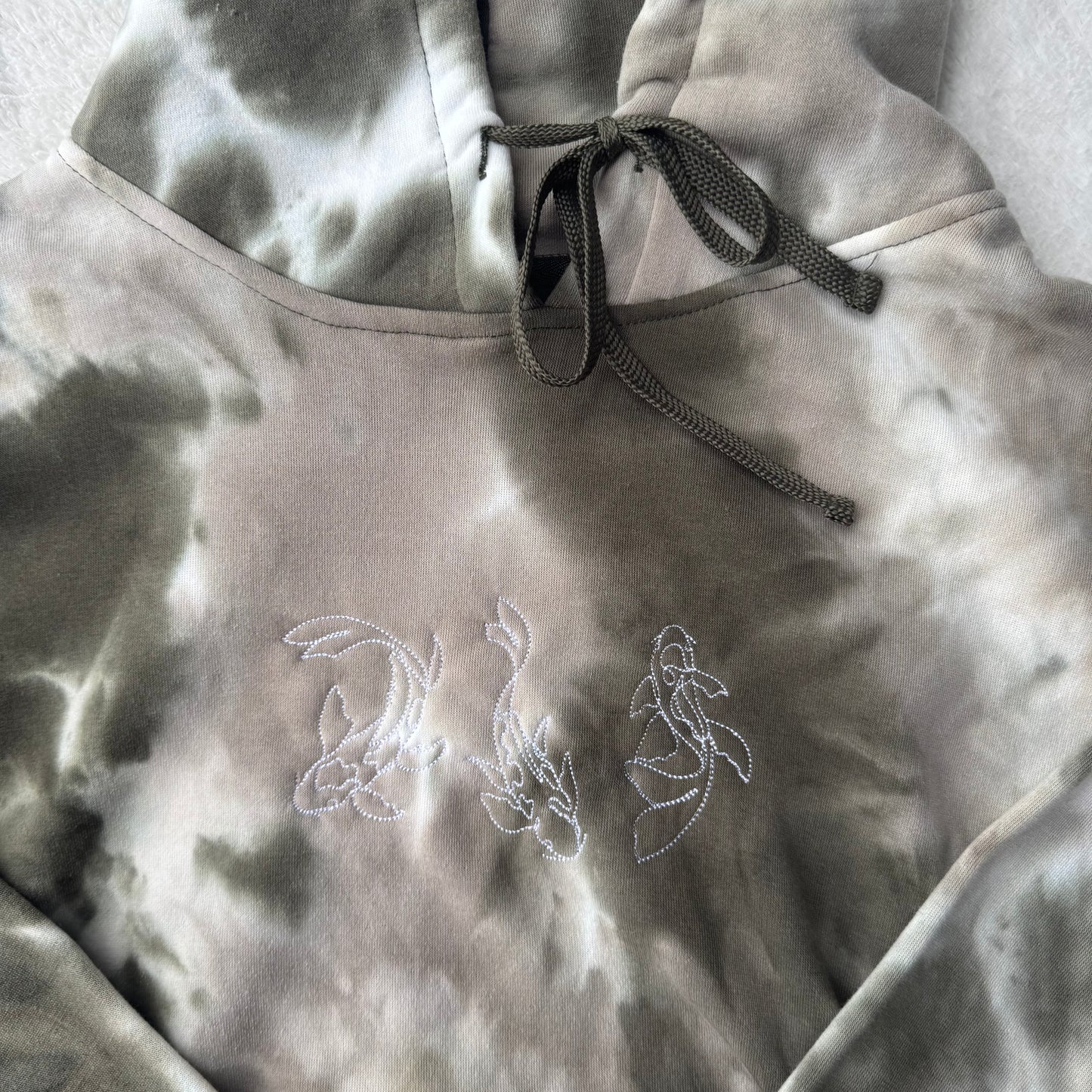 Koi Fish Ready To Ship Embroidered Hoodie - Size Medium