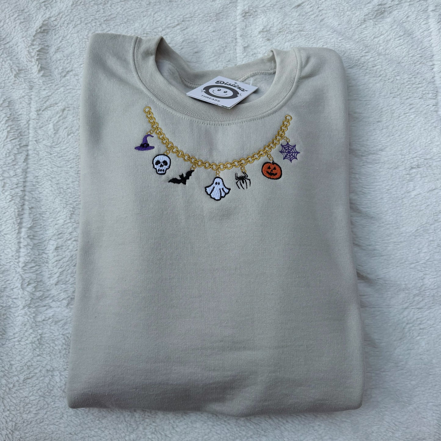 Spooky Necklace Embroidered Crewneck Sweatshirt
