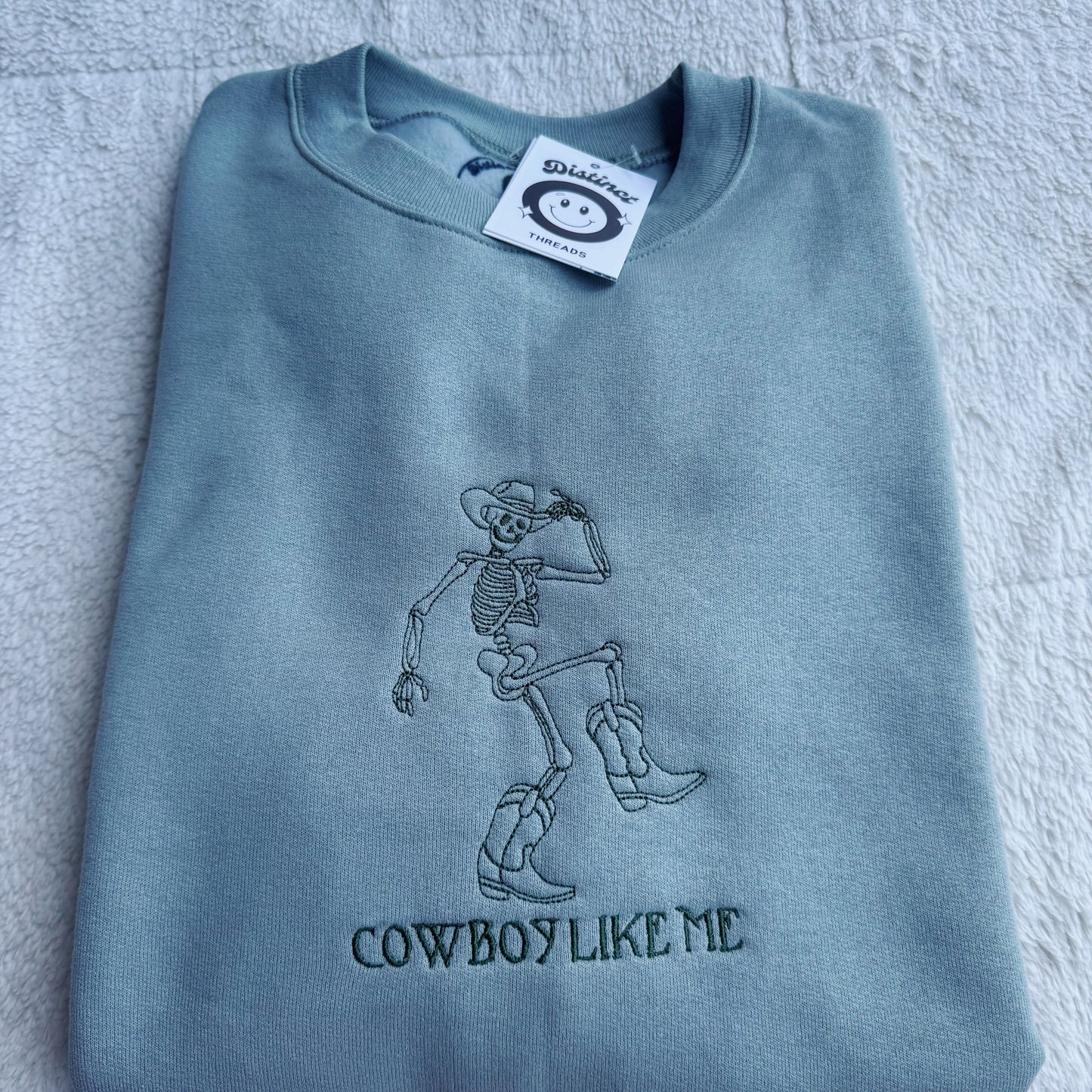 Cowboy Like Me Skeleton Taylor Inspired Embroidered Crewneck Sweatshirt
