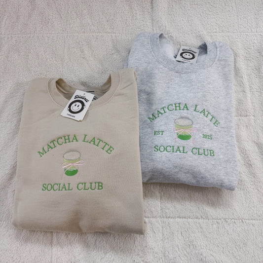 Matcha Latte Social Club Embroidered Crewneck Sweatshirt