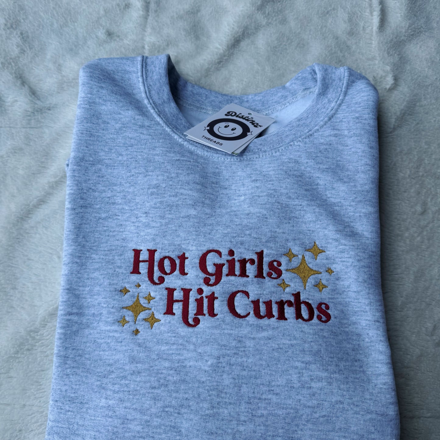 Hot Girls Hit Curbs Embroidered Crewneck Sweatshirt