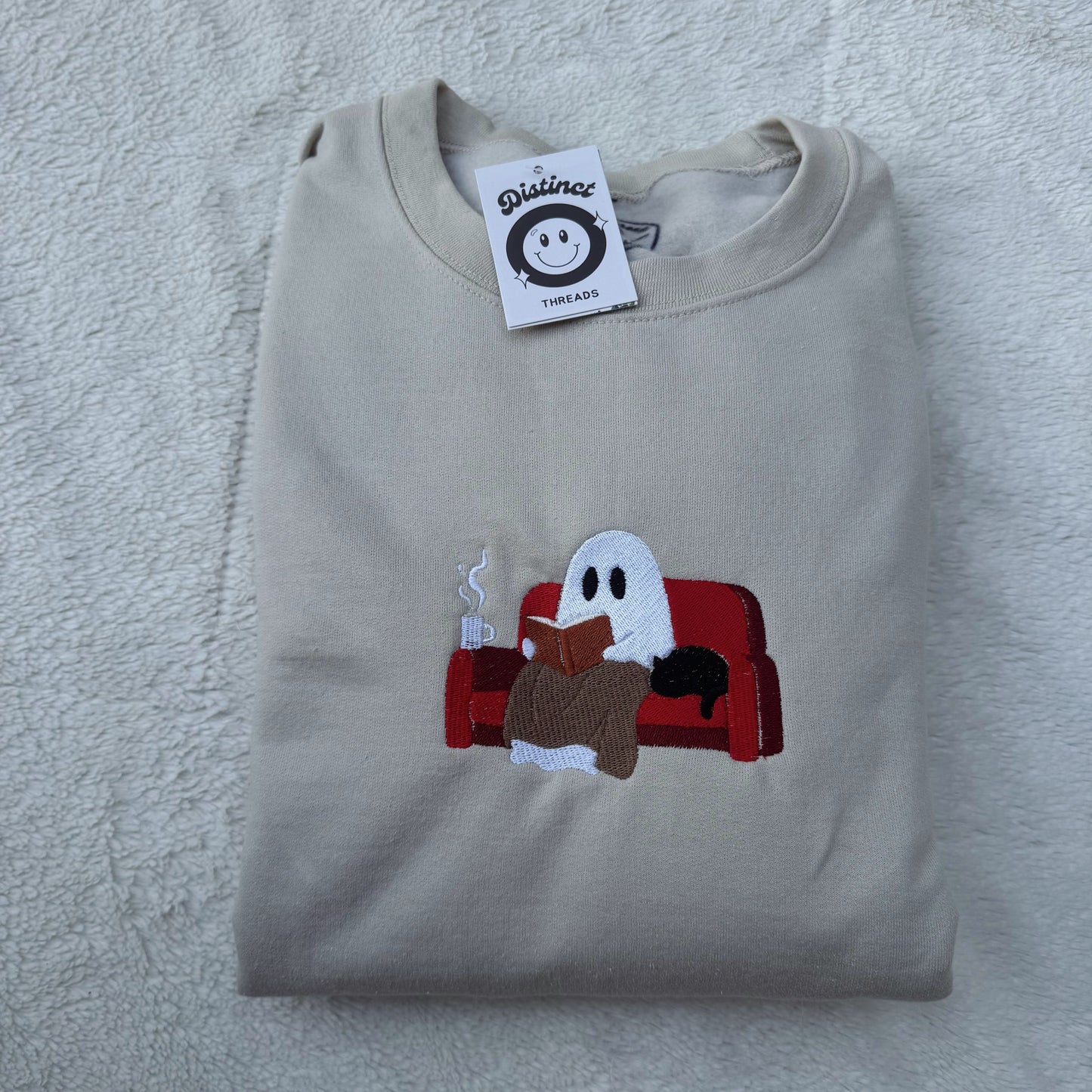 Ghost In Living Room Embroidered Crewneck Sweatshirt