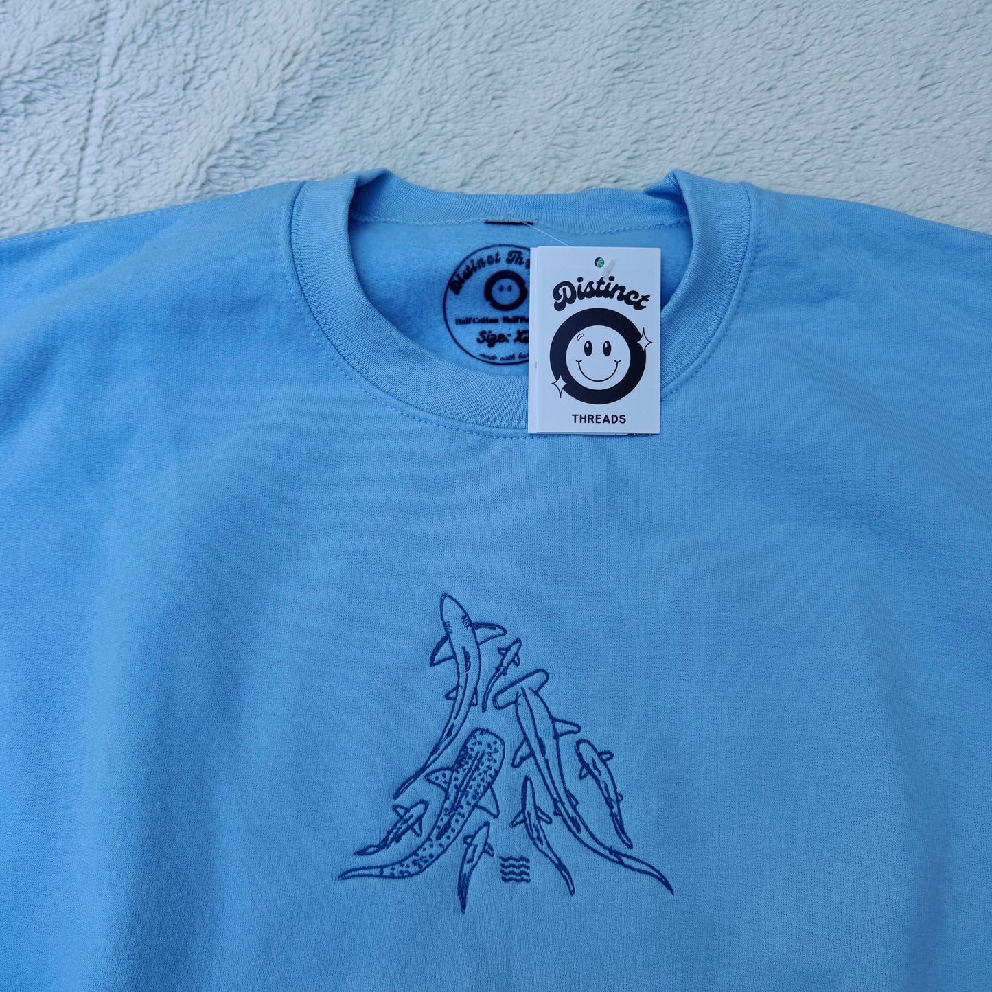 Shark Friends Ready To Ship Embroidered Crew - Size XL