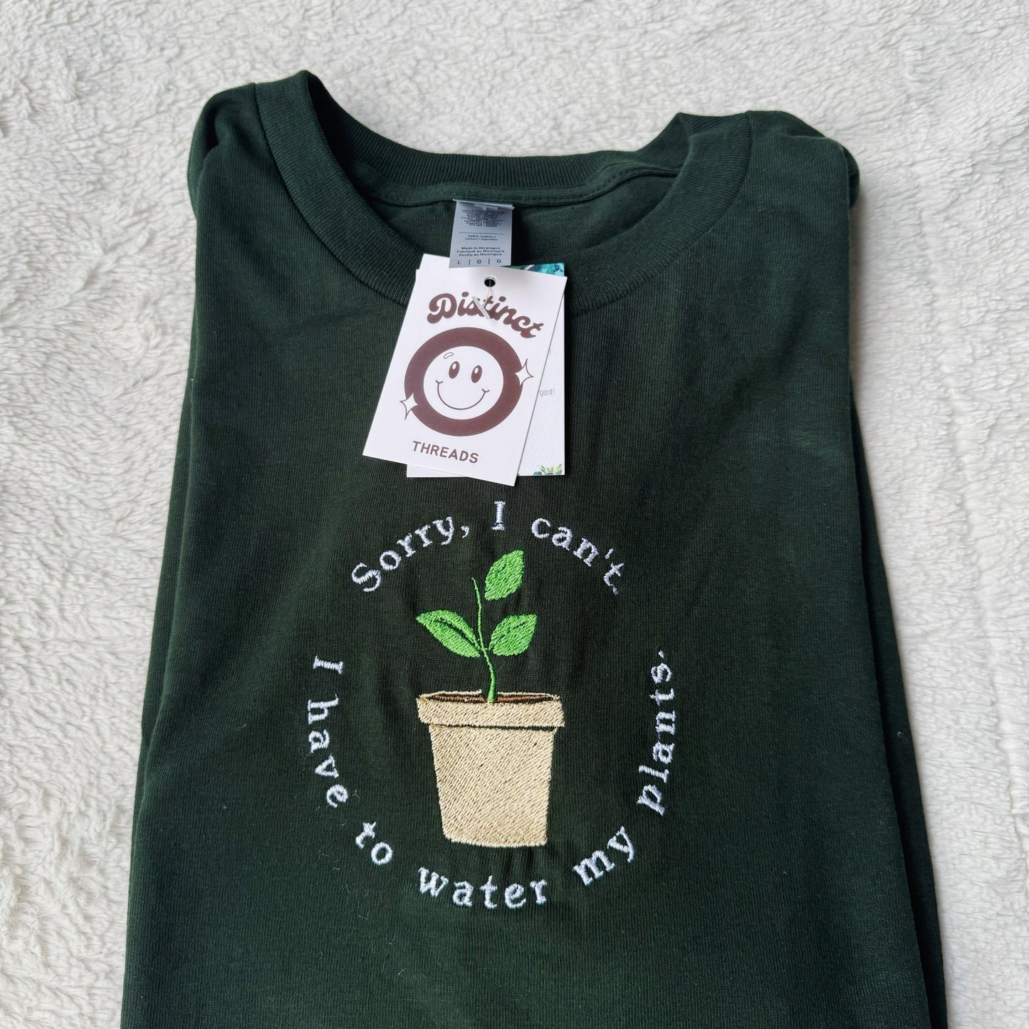 Sorry I Can't I Have To Water My Plants Embroidered T-Shirt