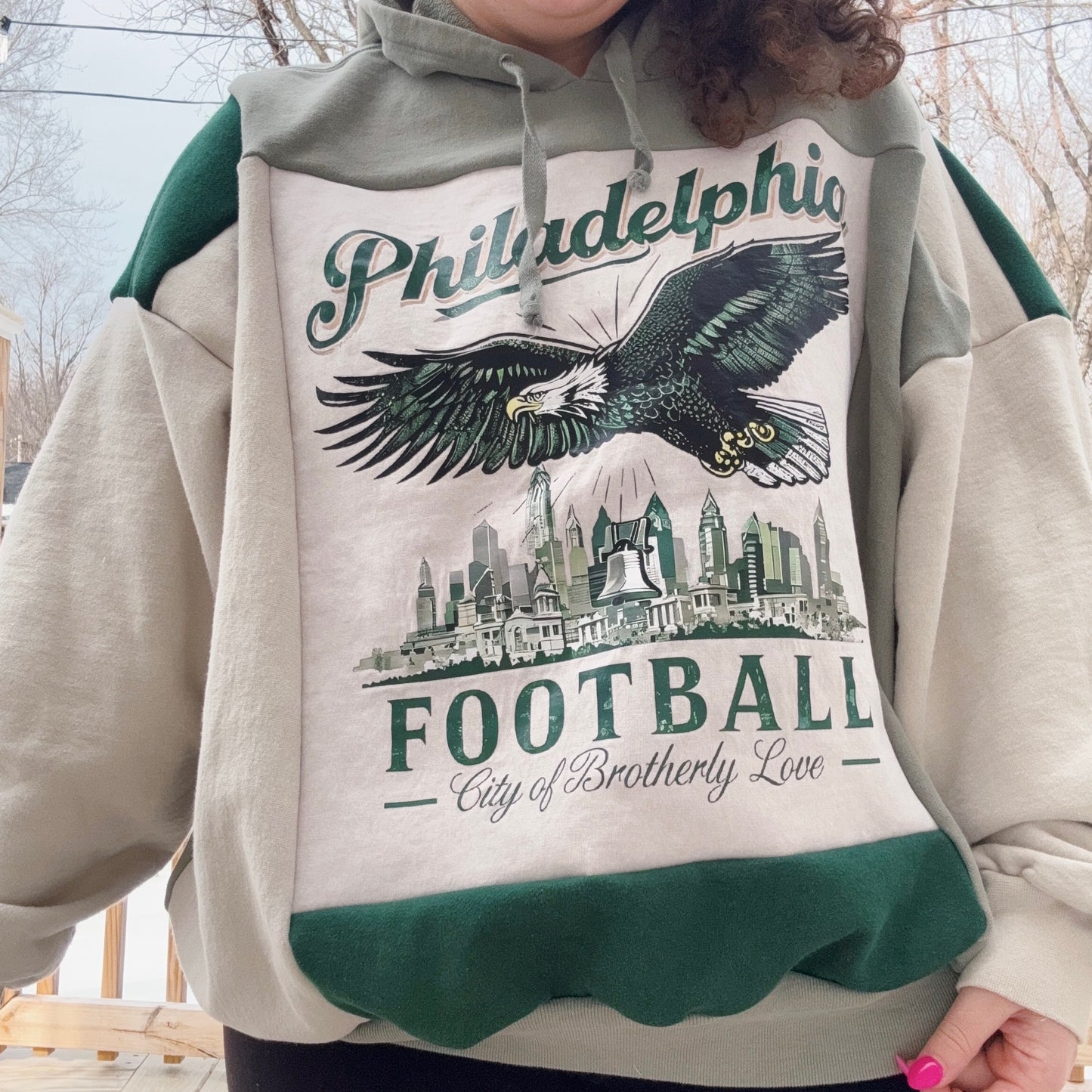 Philadelphia Football Patchwork Hoodie - Size S-2XL