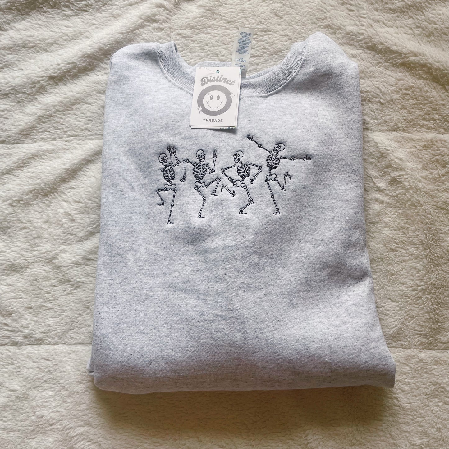 Dancing Skeletons Embroidered Crewneck Sweatshirt