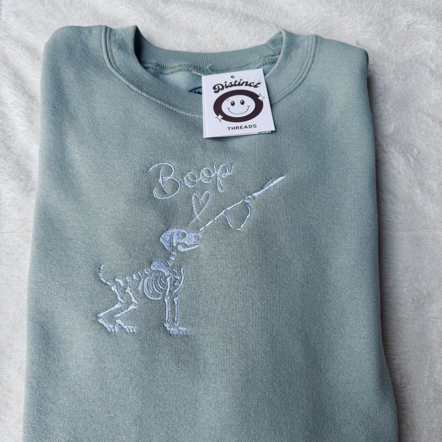 'Boop' Skeleton Dog Embroidered Crewneck Sweatshirt