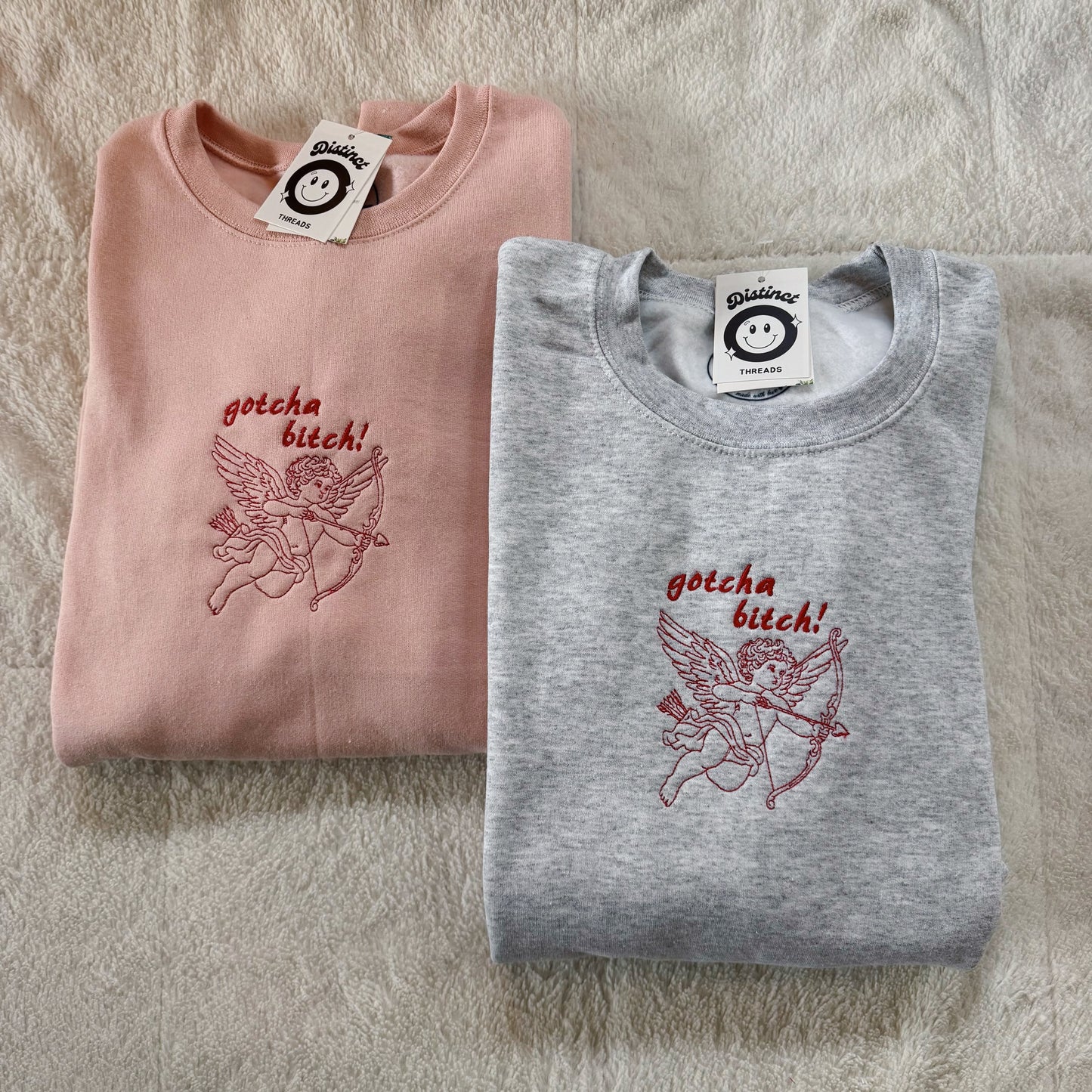 Gotcha Bitch! Cupid Embroidered Crewneck Sweatshirt
