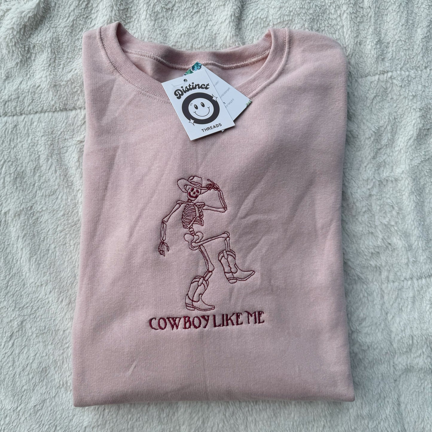 Cowboy Like Me Skeleton Taylor Inspired Embroidered Crewneck Sweatshirt