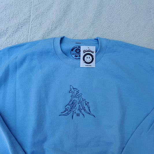 Shark Friends Ready To Ship Embroidered Crew - Size XL