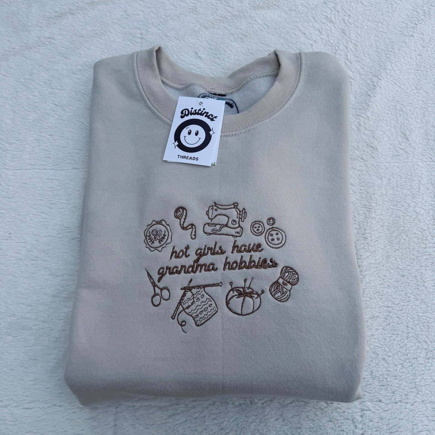 Hot Girls Have Grandma Hobbies Embroidered Crewneck Sweatshirt