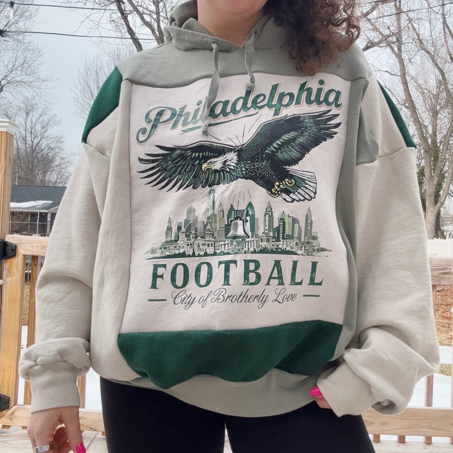 Philadelphia Football Patchwork Hoodie - Size S-2XL