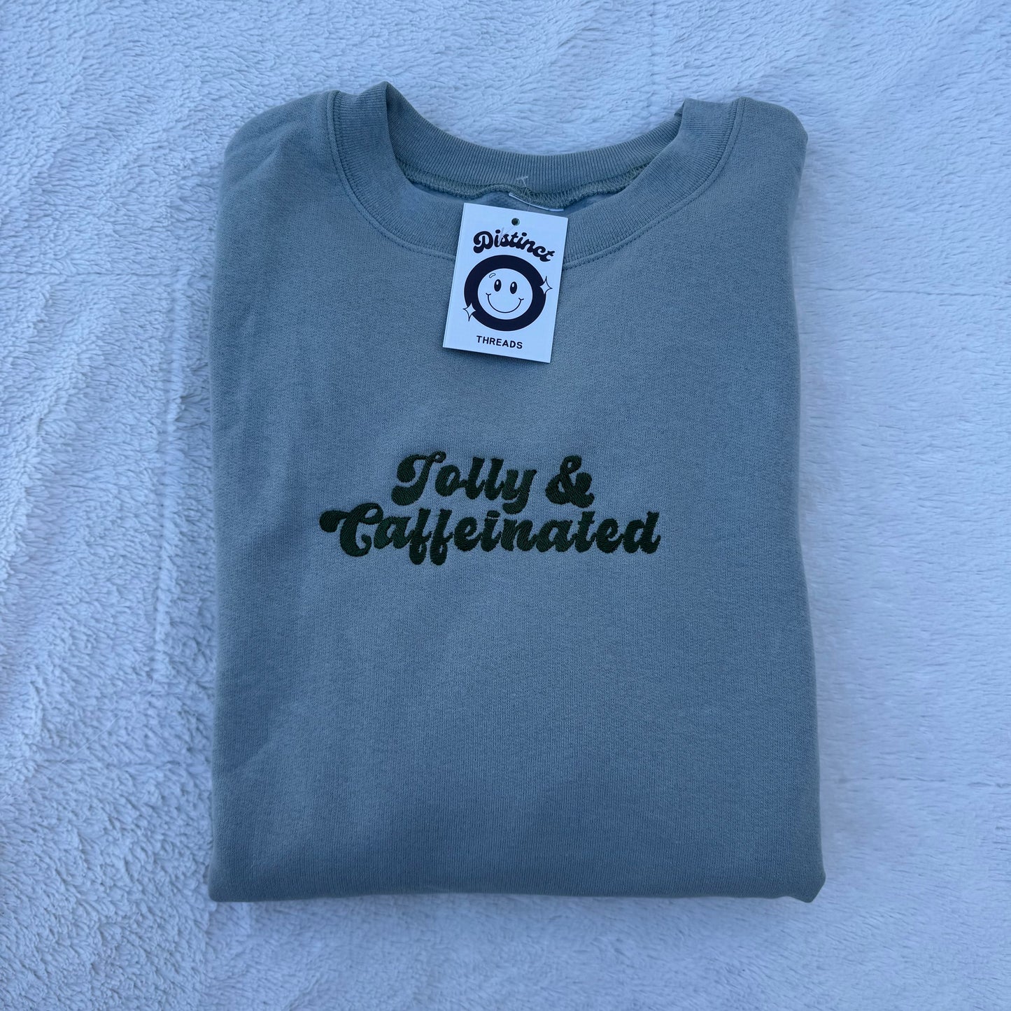 Jolly & Caffeinated Christmas Embroidered Crewneck Sweatshirt