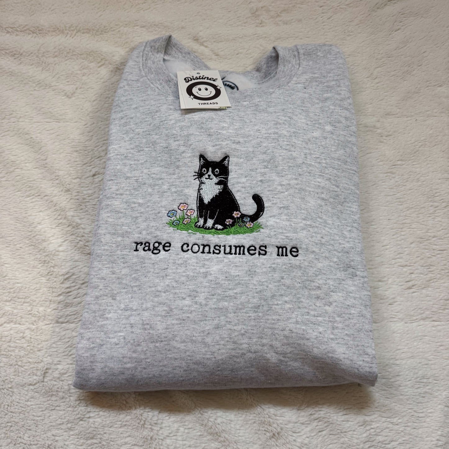 Rage Consumes Me Cat Embroidery
