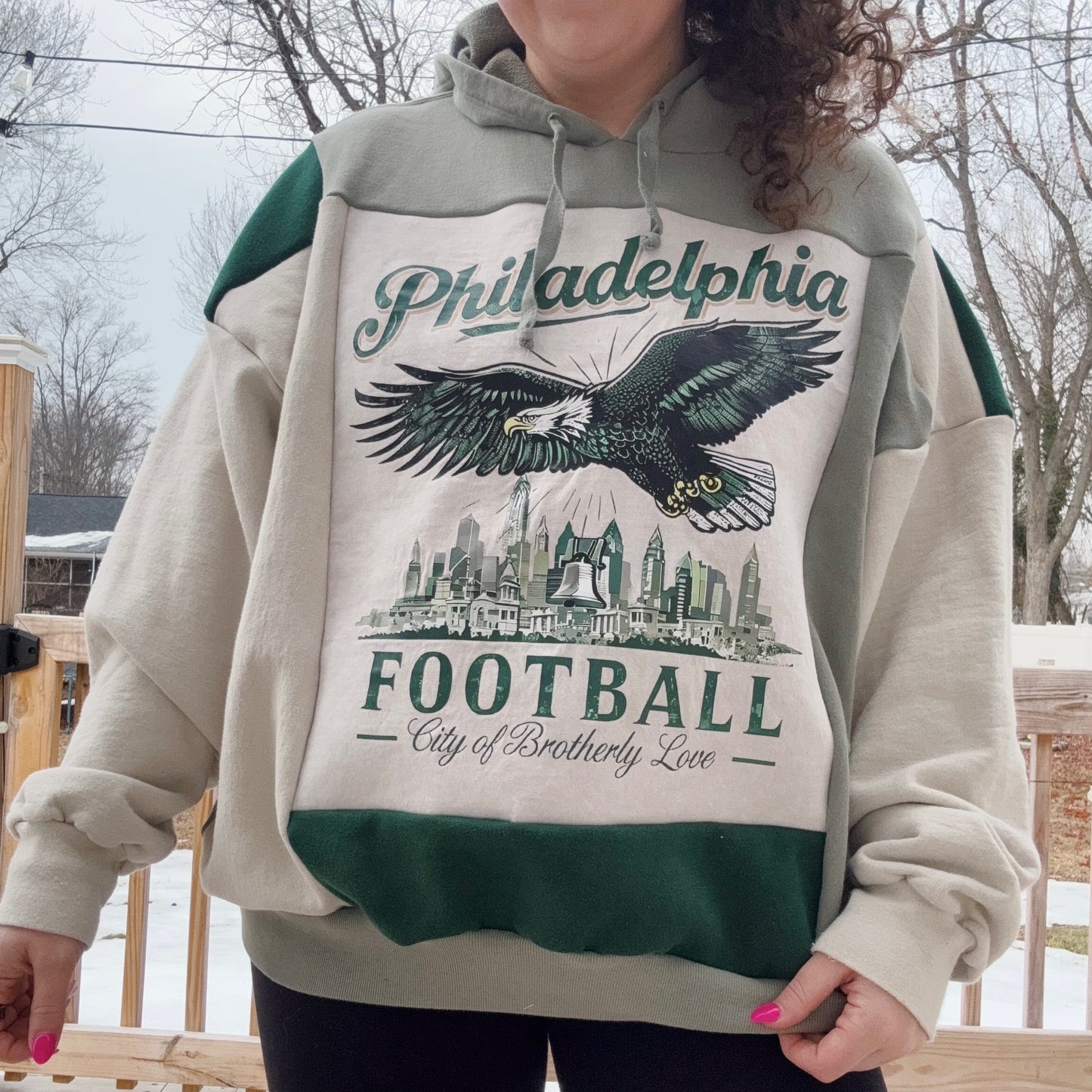 Philadelphia Football Patchwork Hoodie - Size S-2XL