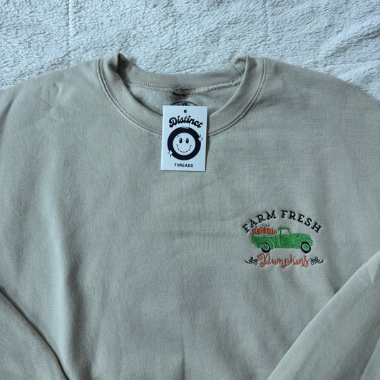 Farm Fresh Pumpkins Ready To Ship Embroidered Crew - Size Medium