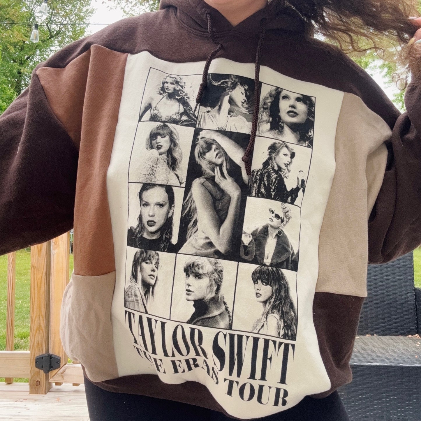 Eras Neutral Patchwork Hoodie - Size S-2XL