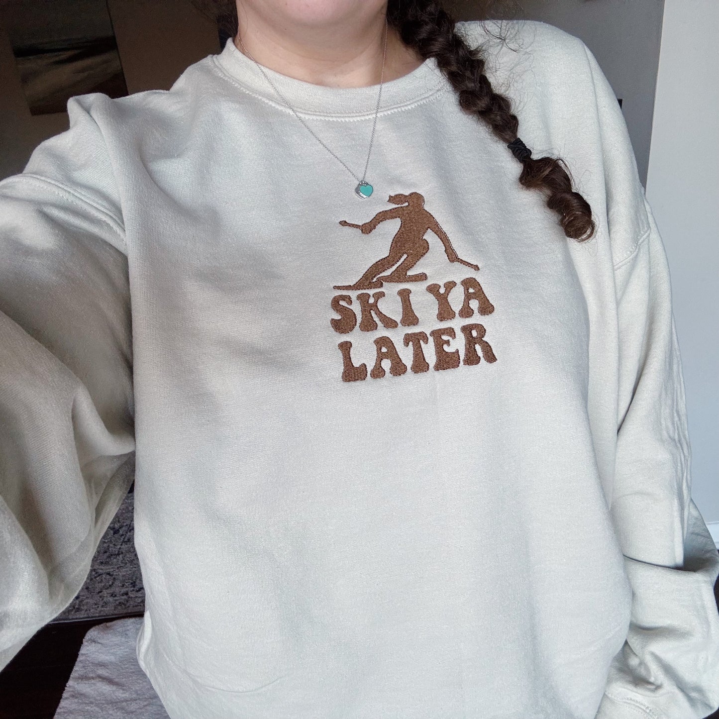 Ski Ya Later Embroidered Crewneck Sweatshirt