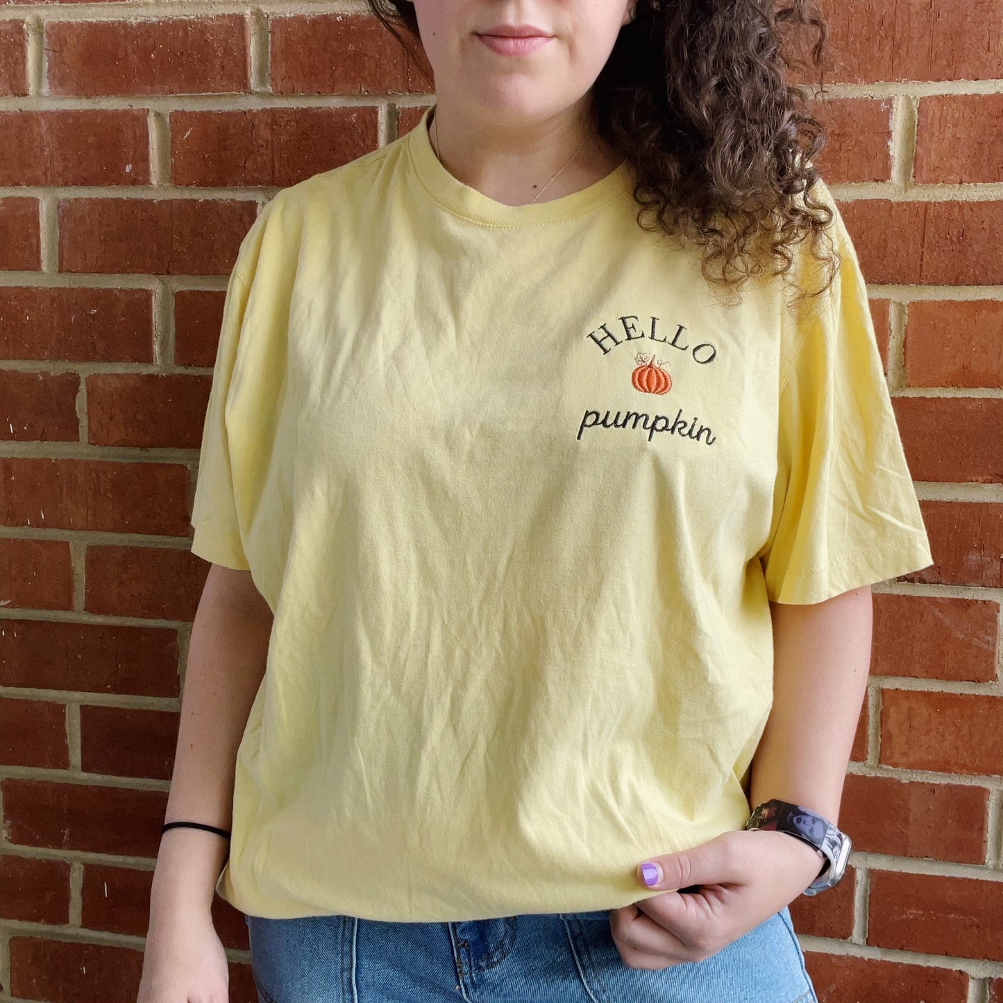 Hello Pumpkin Sonoma Embroidered Tee - Size XL