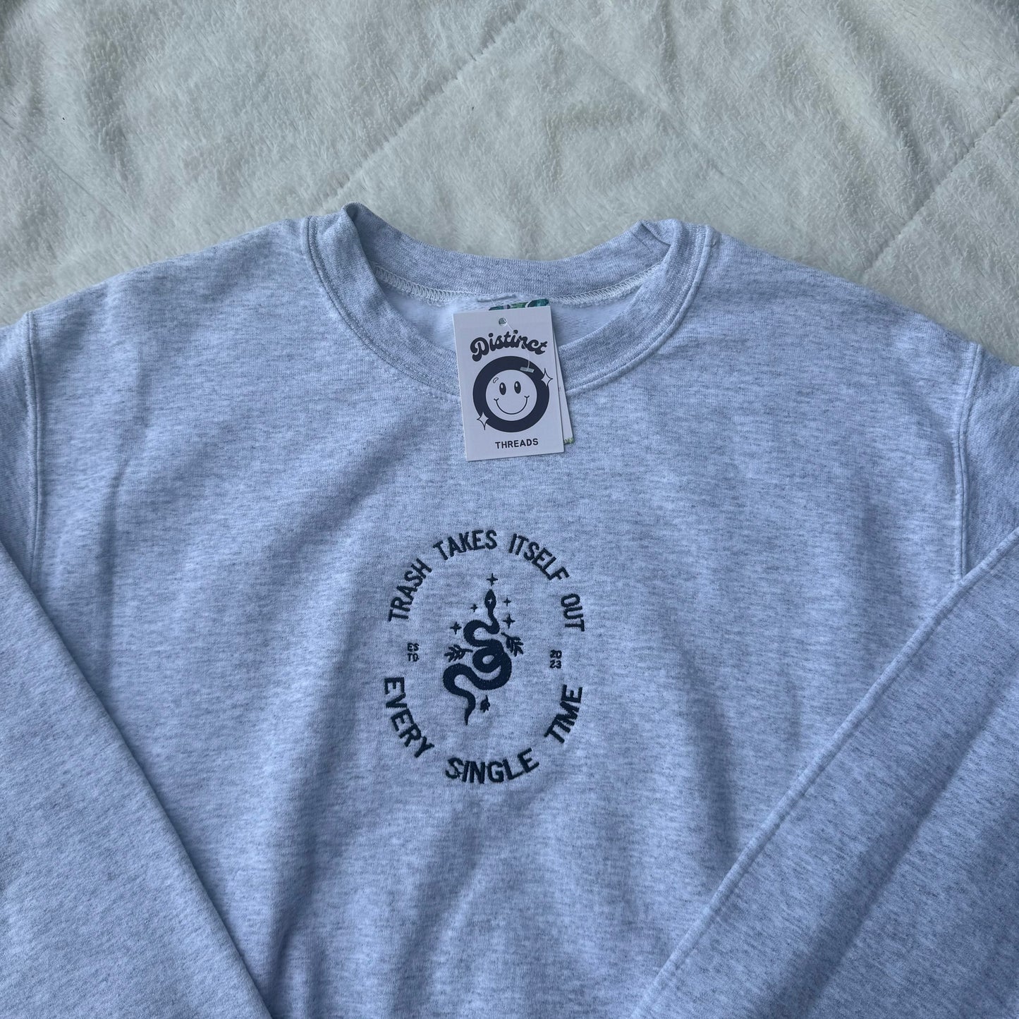 The Trash Takes Itself Out Taylor Inspired Ready To Ship Embroidered Crew - Size Small