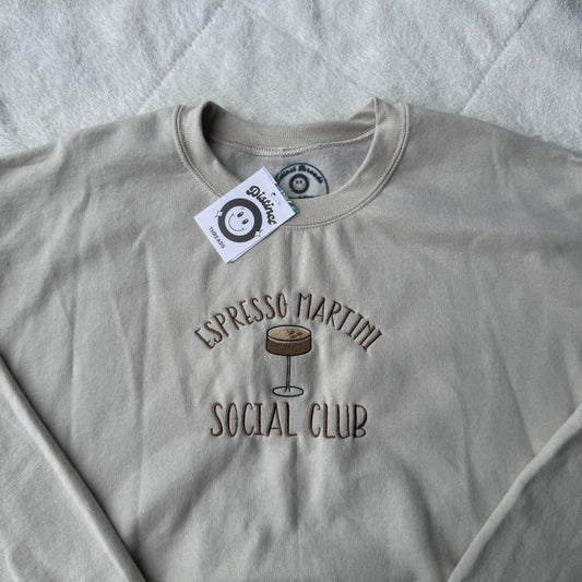Espresso Martini Social Club Ready To Ship Embroidered Crew - Size XL