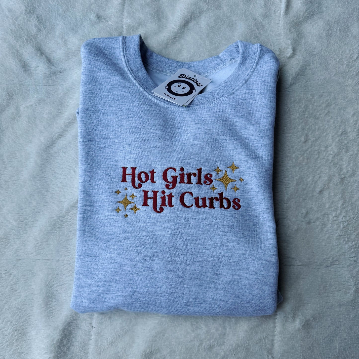 Hot Girls Hit Curbs Embroidered Crewneck Sweatshirt
