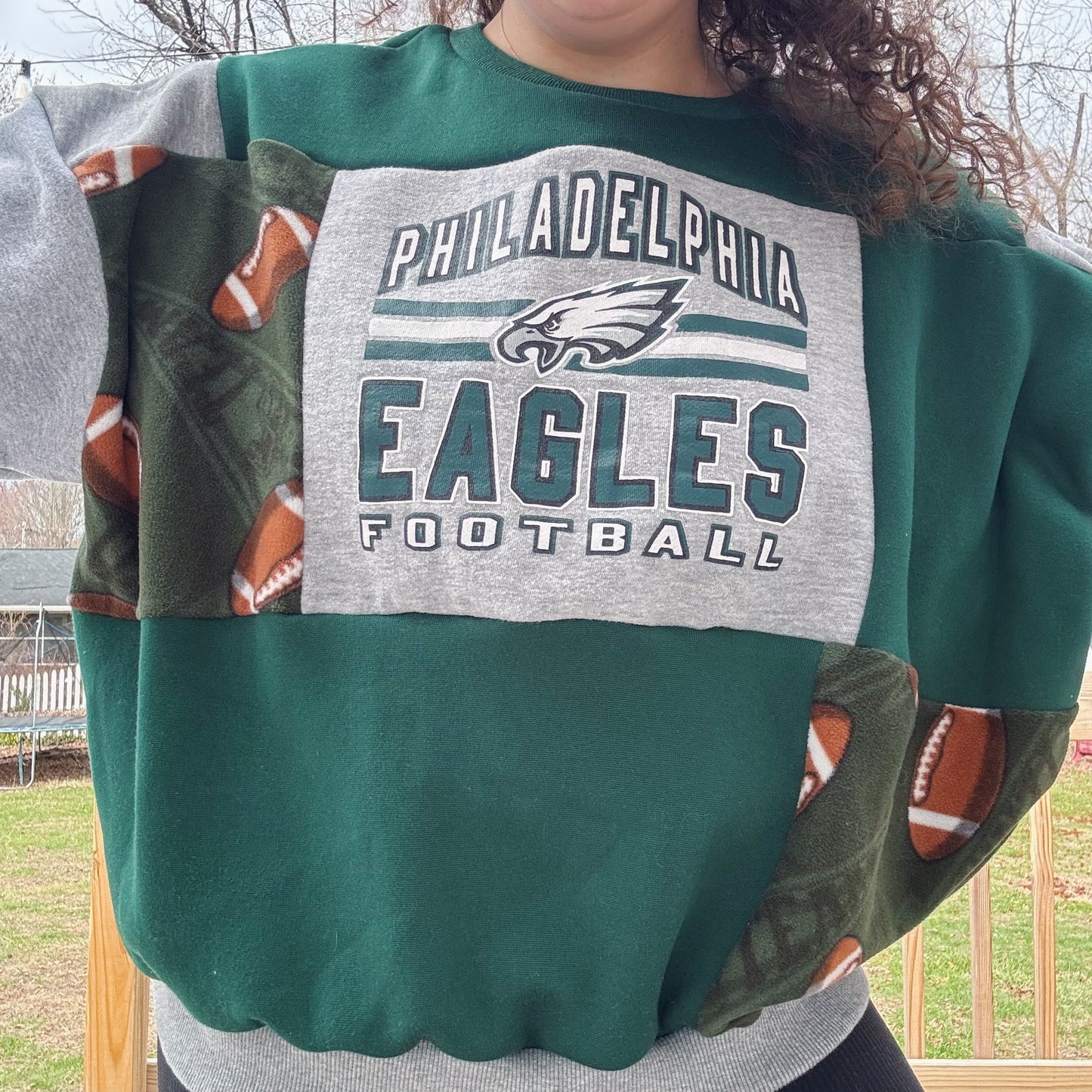 Birds Football Patchwork Hoodie - Size XS-XL