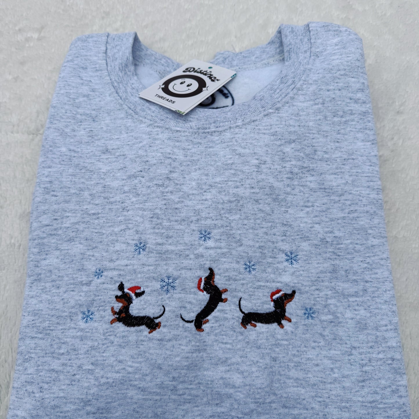 Winter Dachshunds Embroidered Crewneck Sweatshirt