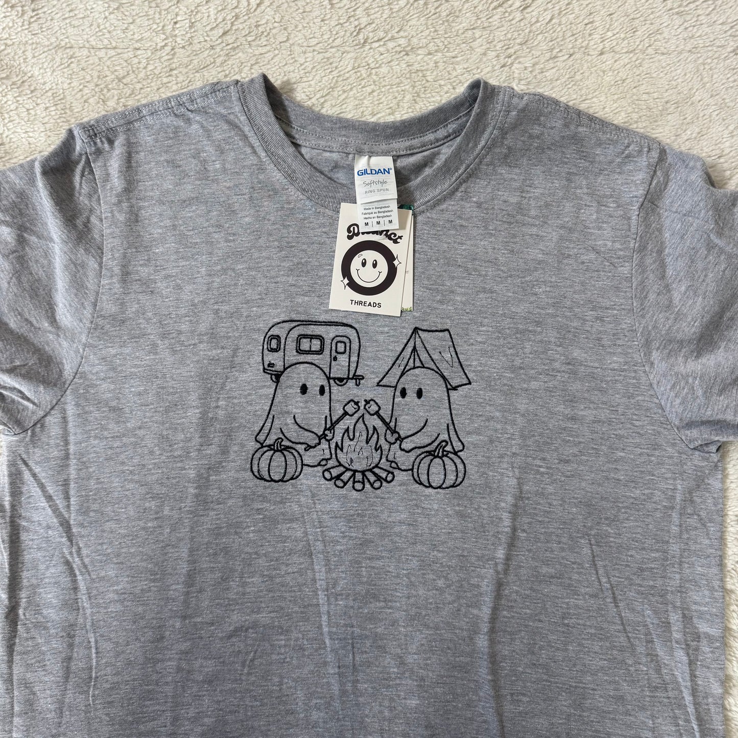 Ghosts Roasting Marshmallows Ready To Ship Embroidered Tee - Size Medium