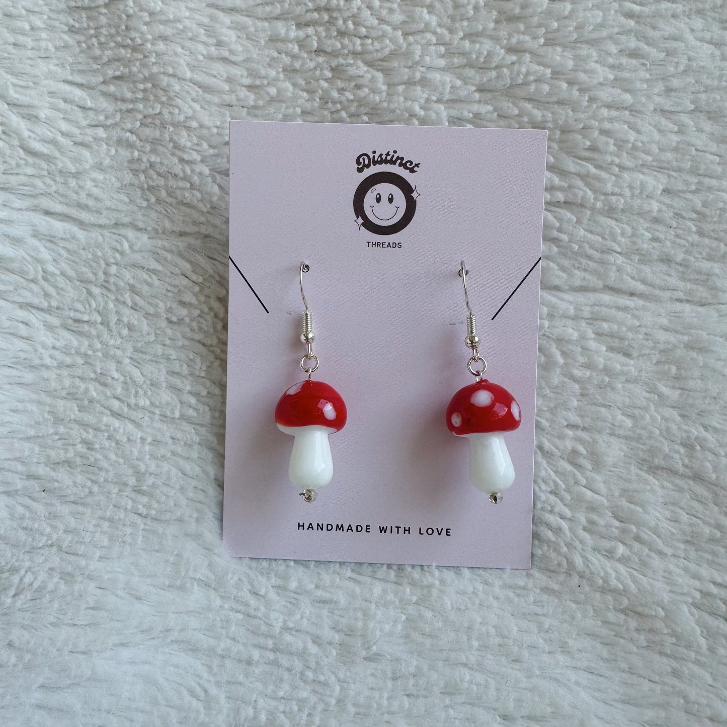 Glass Mushroom Dangly Earrings