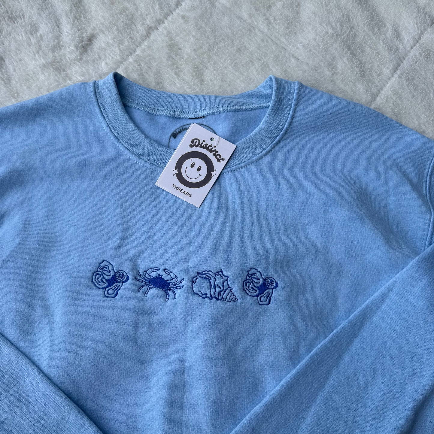 Beachy Shells Ready To Ship Embroidered Crew - Size Small