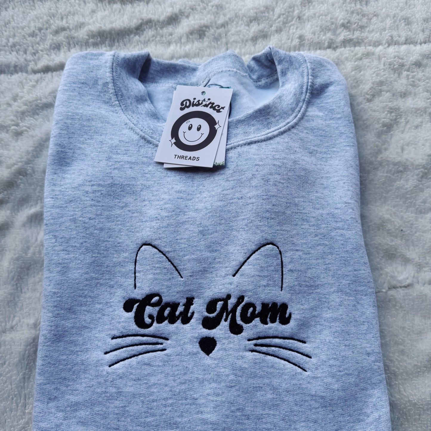 Cat Mom Embroidered Crewneck Sweatshirt