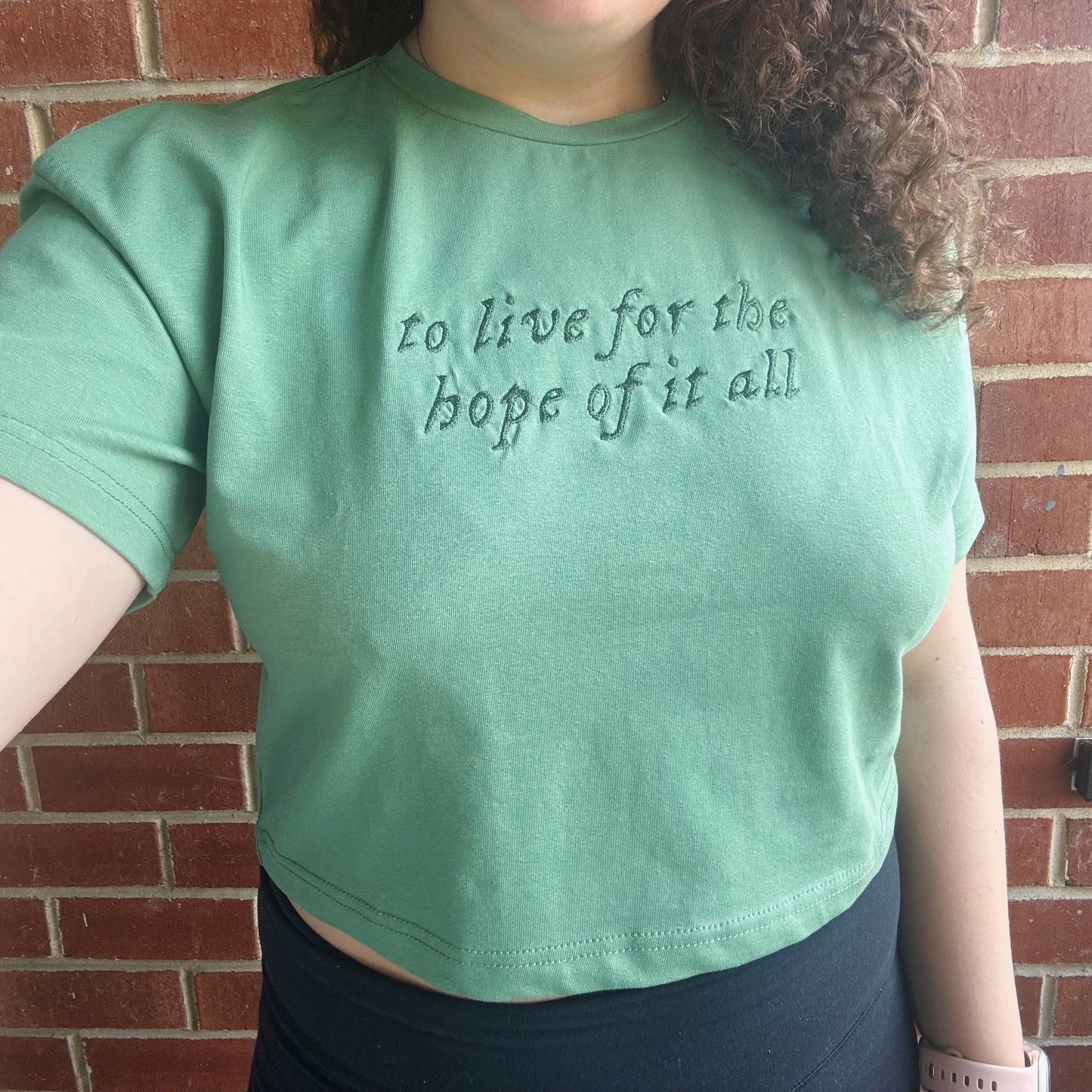 To Live For The Hope Of It All Ready To Ship Cropped Embroidered Tee - Size Large