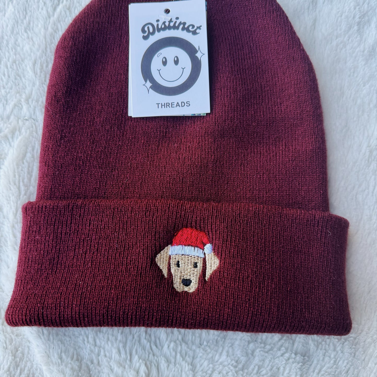 Christmas Dog Embroidered Beanie