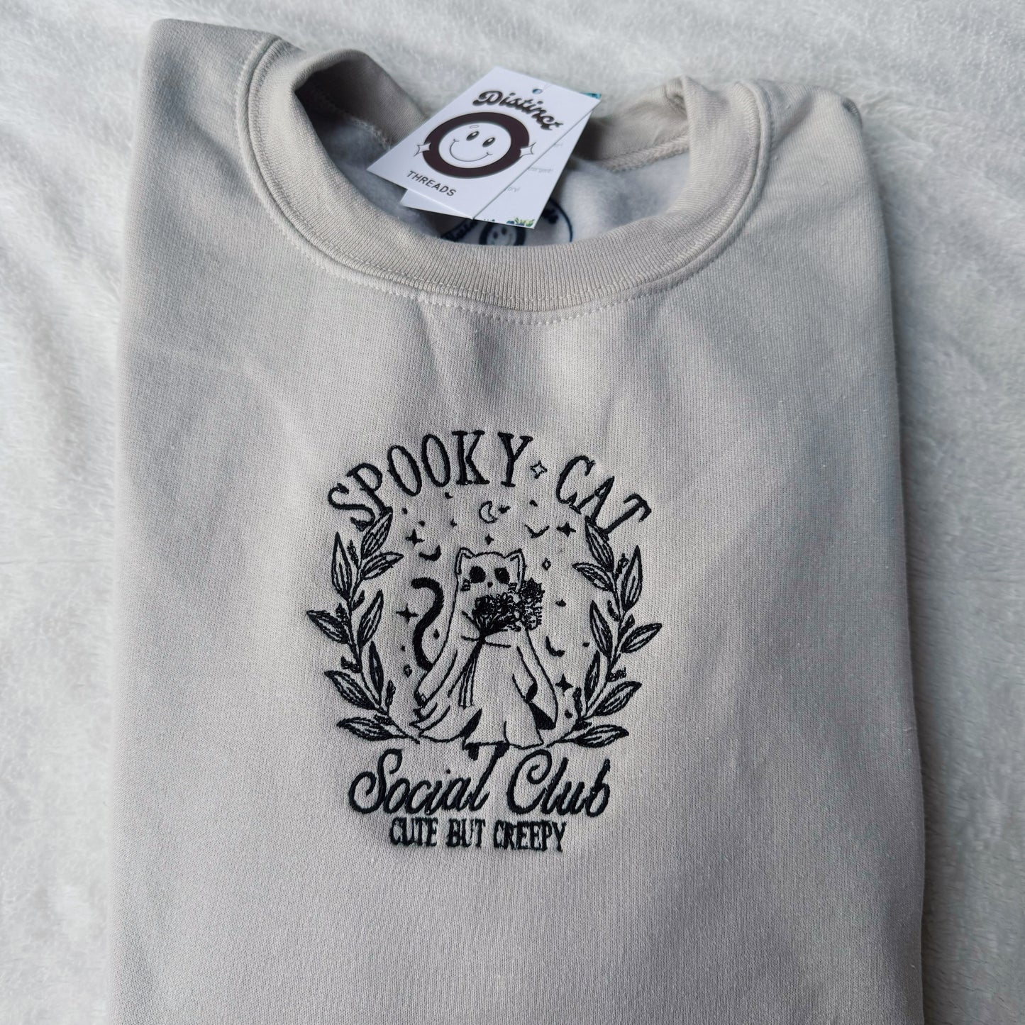 Spooky Cat Social Club Embroidered Crewneck Sweatshirt